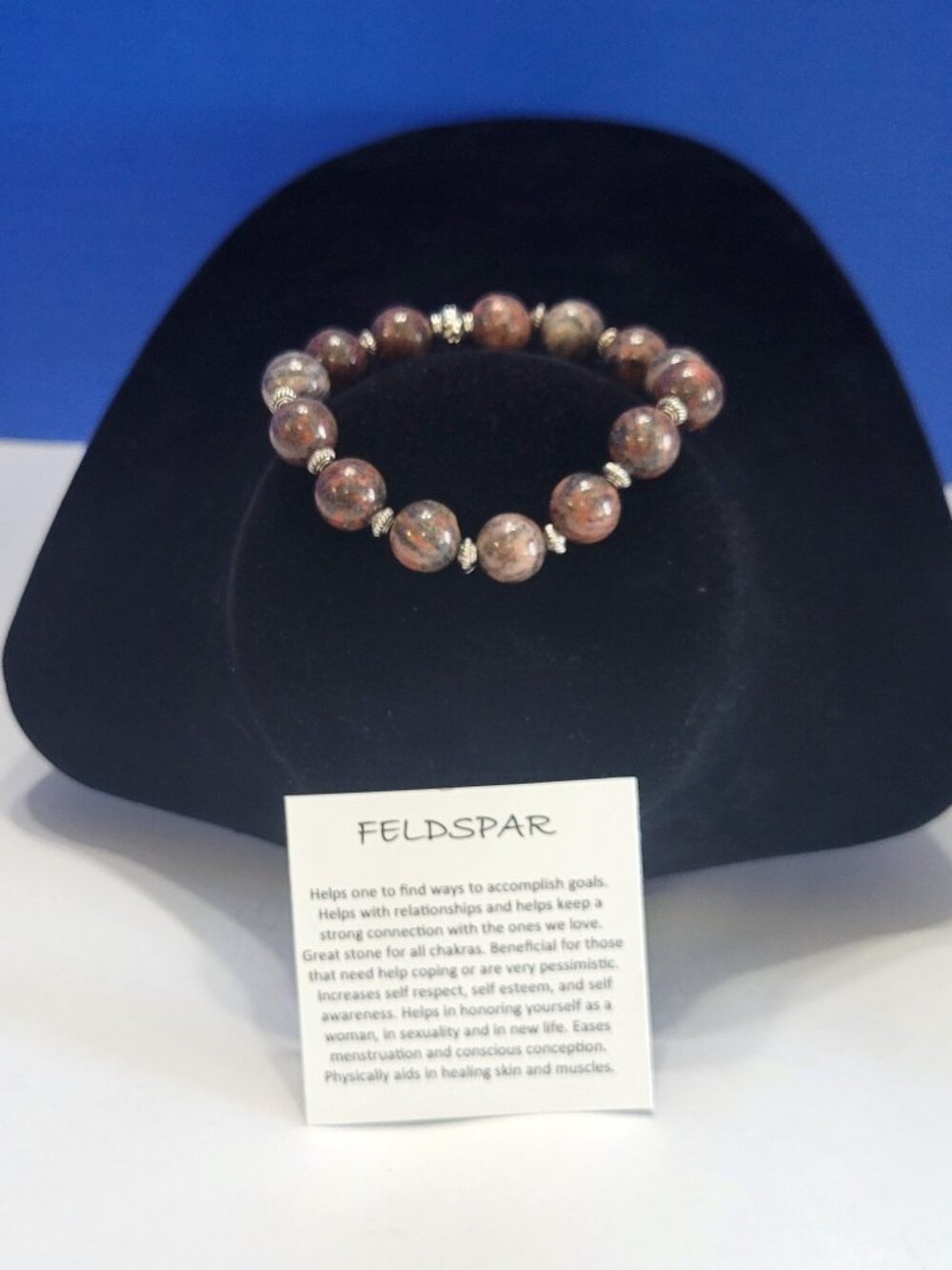 Vintage Natural Feldspar Beaded Bracelet for Self Esteem